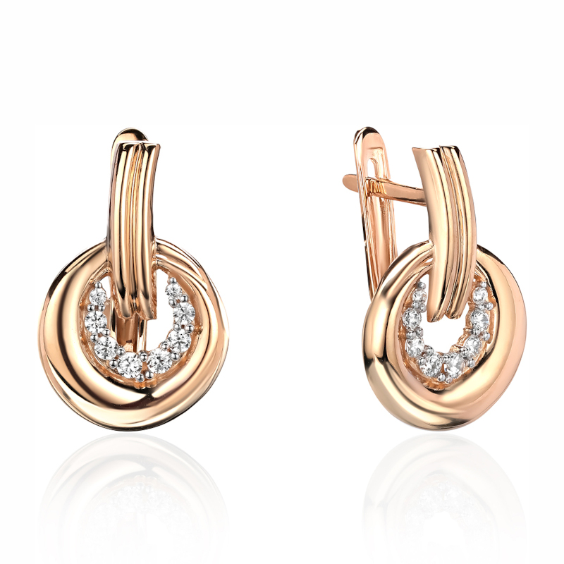 Серьги из красного золота 585 пробы с фианитами 01С1114940Р