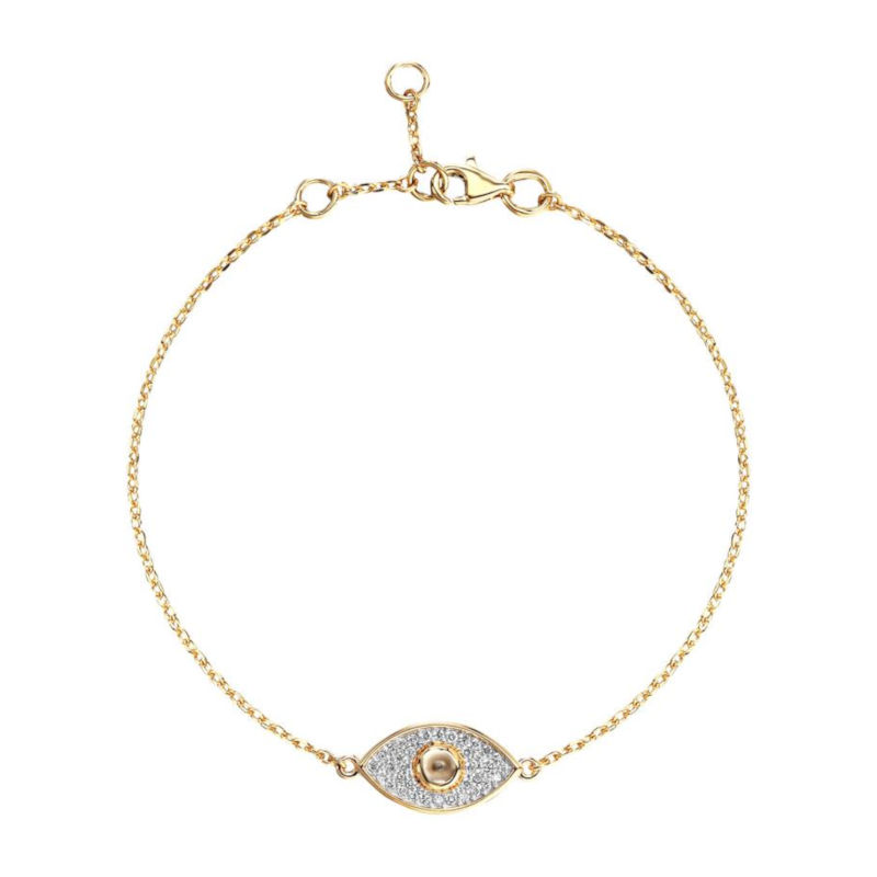 Браслет из желтого золота 585 пробы с сапфиром и бриллиантами 01Б633094-1