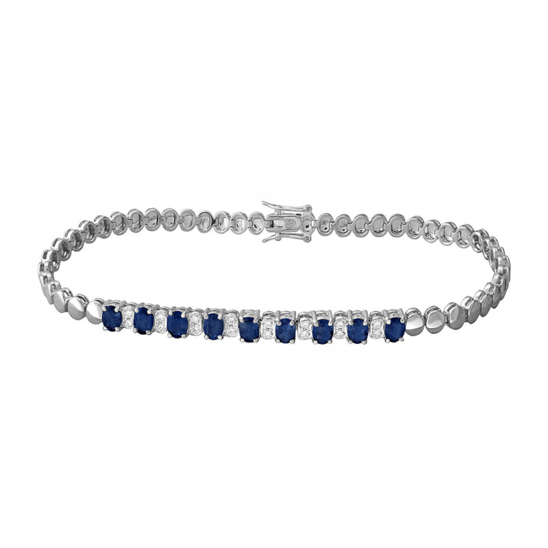 Браслет из белого золота 585 пробы с сапфирами и бриллиантами 01Б622649-2