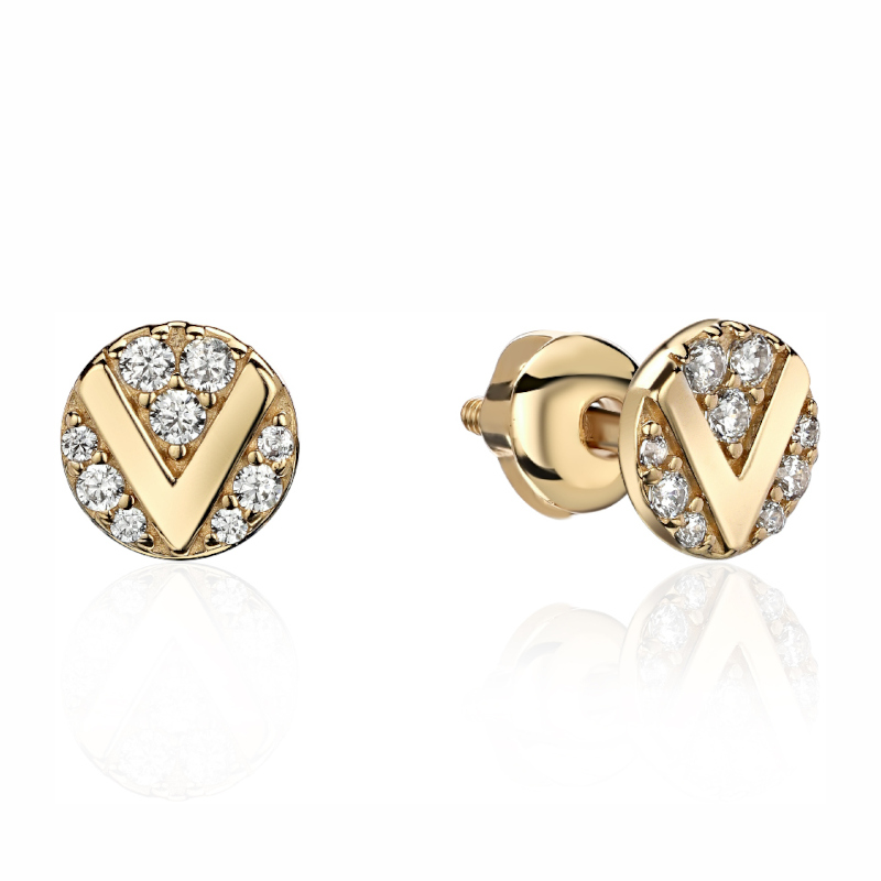 Серьги из желтого золота 585 пробы с фианитами 01С1315619