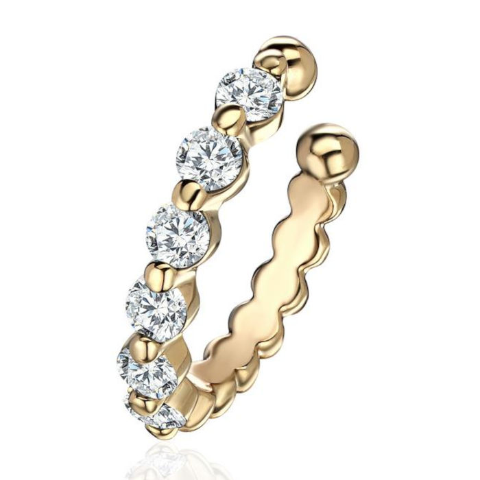Серьга одиночная из желтого золота 585 пробы с бриллиантами 01С6315680