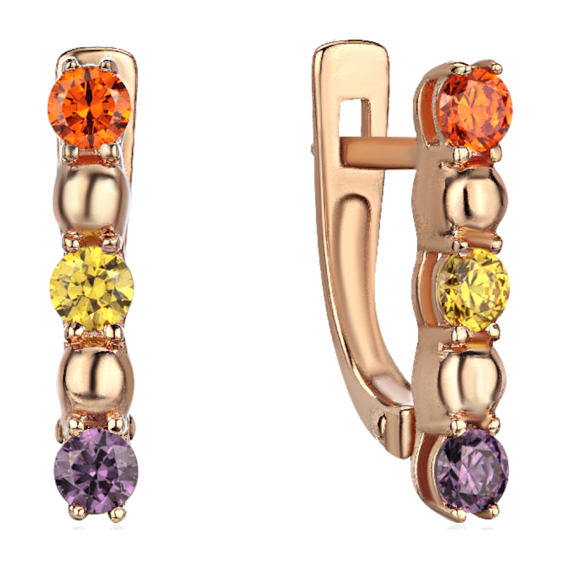 Серьги из красного золота 585 пробы с фианитами 01С2117007-2