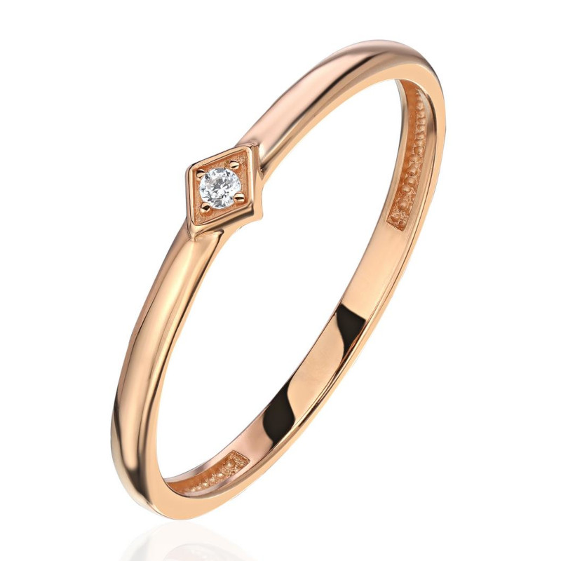 Кольцо из красного золота 375 пробы с фианитом 01К1115936S