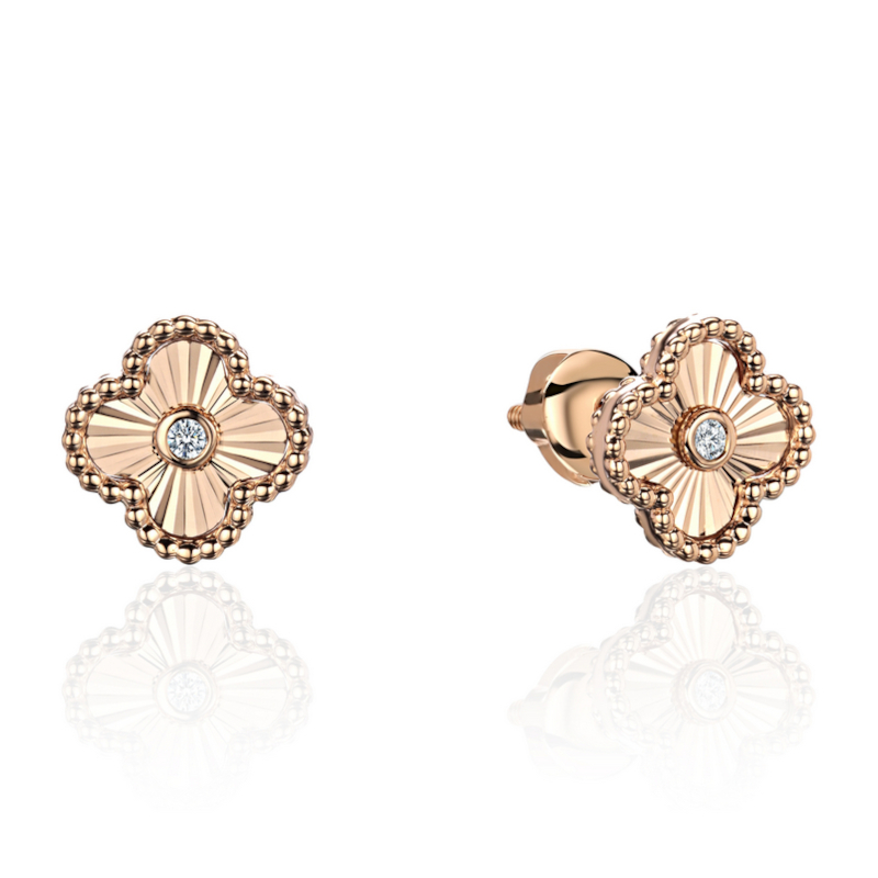 Серьги из красного золота 585 пробы с фианитами 01С1115235