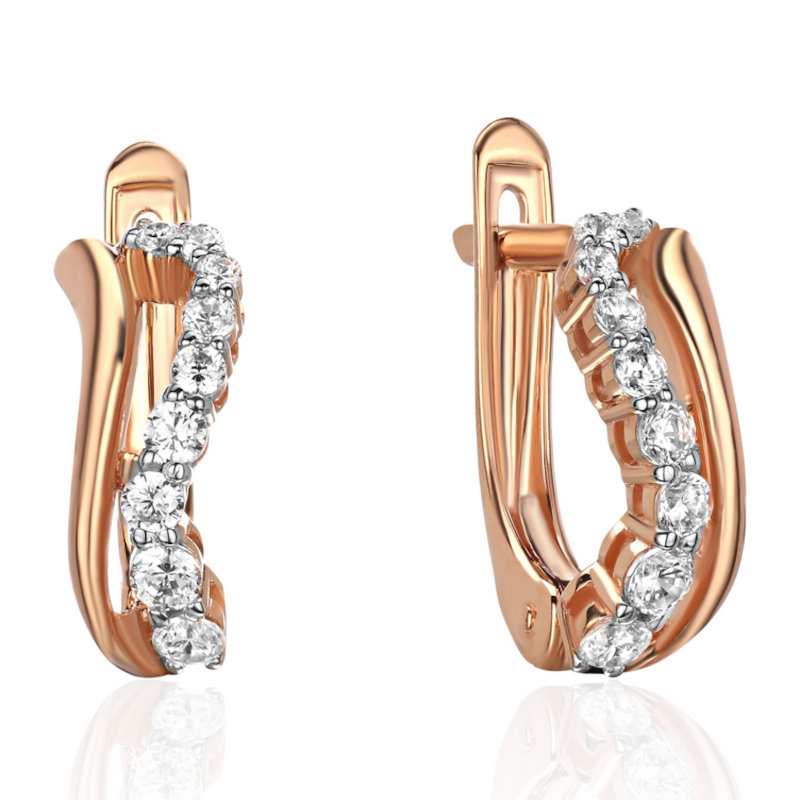 Серьги из красного золота 585 пробы с фианитами 01С1115714Р