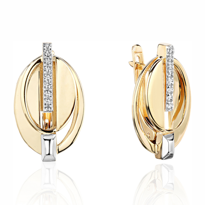 Серьги из желтого золота 585 пробы с фианитами 01С1316067Р