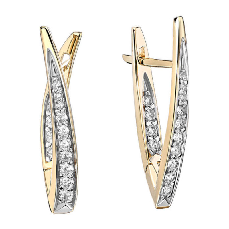 Серьги из желтого золота 585 пробы с фианитами 01С132211