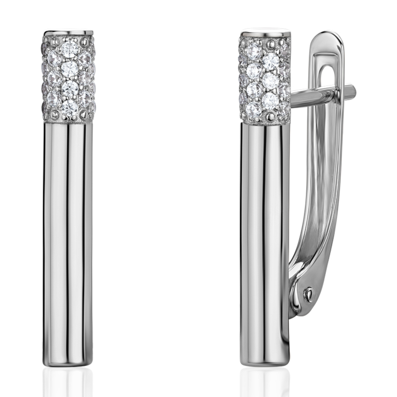 Серьги из белого золота 585 пробы с фианитами 01С1216750