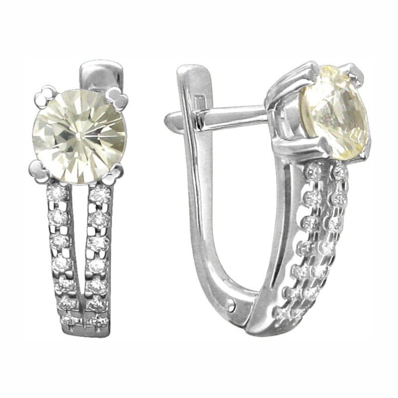 Серьги из белого золота 585 пробы с сапфирами и бриллиантами 01С624197-1 Серьги из белого золота 585 пробы с сапфирами и бриллиантами 01С624197-1