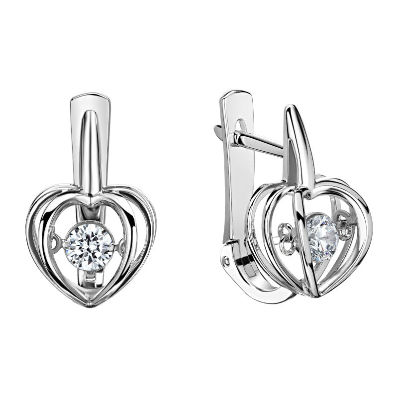 Серьги из белого золота 585 пробы с фианитами 01С127964