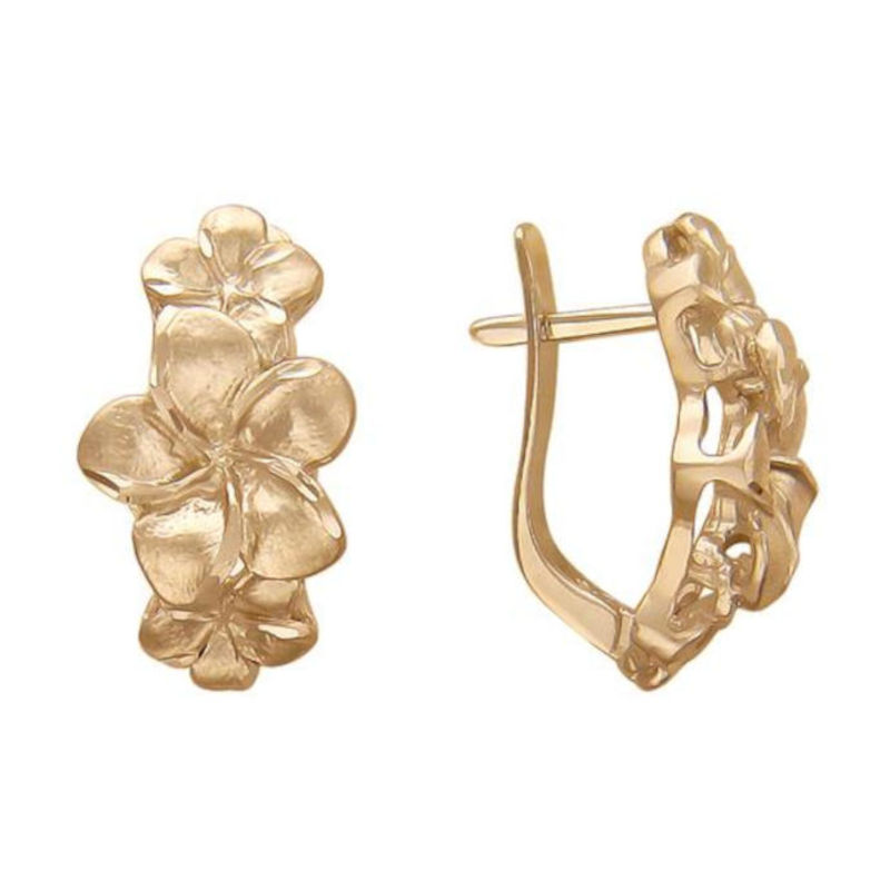 Серьги Цветы из красного золота 585 пробы без вставок 01С712191