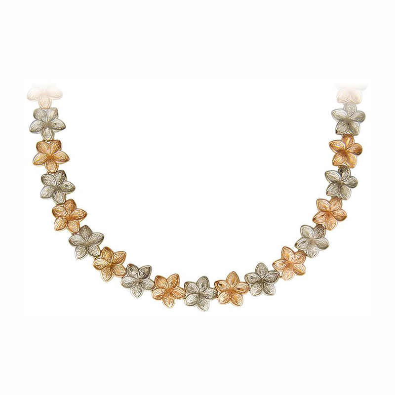 Колье из комбинированного золота 585 пробы без вставок 01Л760321