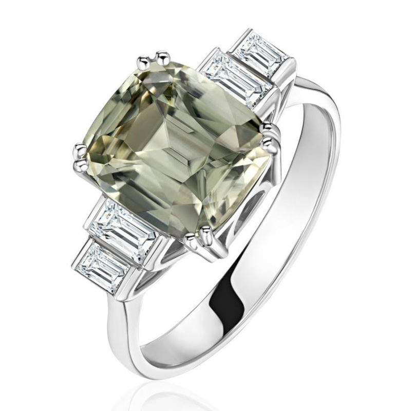 Кольцо из белого золота 585 пробы с цирконом и бриллиантами 01К6217061-2