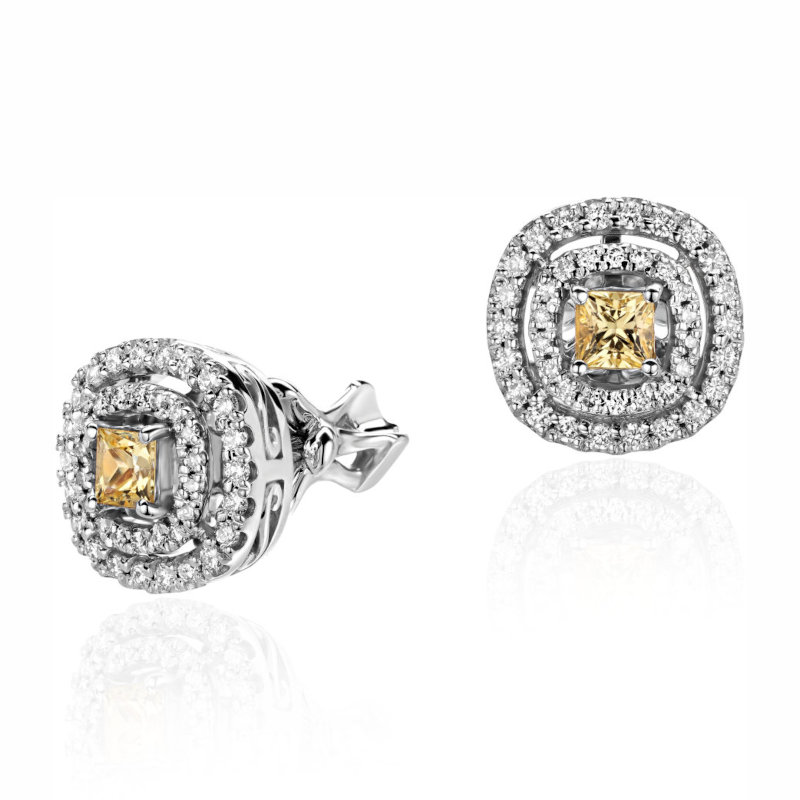 Серьги из белого золота 585 пробы с сапфирами и бриллиантами 01С6214810-3