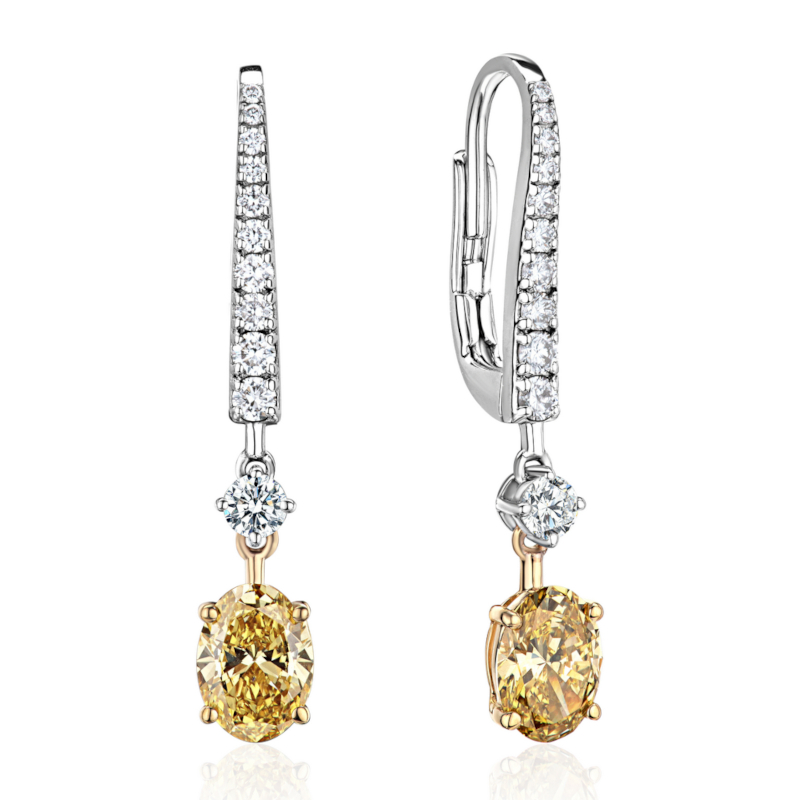 Серьги из комбинированного золота 585 пробы с бриллиантами 01С6617167Ж-Л-1