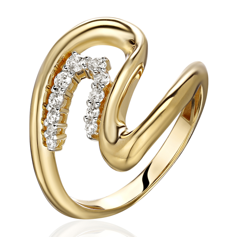 Кольцо из желтого золота 585 пробы с фианитами 01К1316820Р