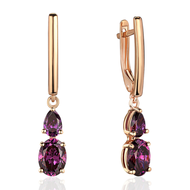 Серьги из красного золота 585 пробы с фианитами 01С2116573-1