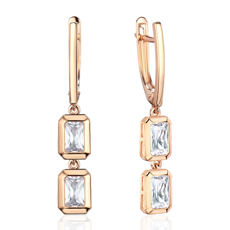 Серьги из красного золота 585 пробы с фианитами 01С1116871