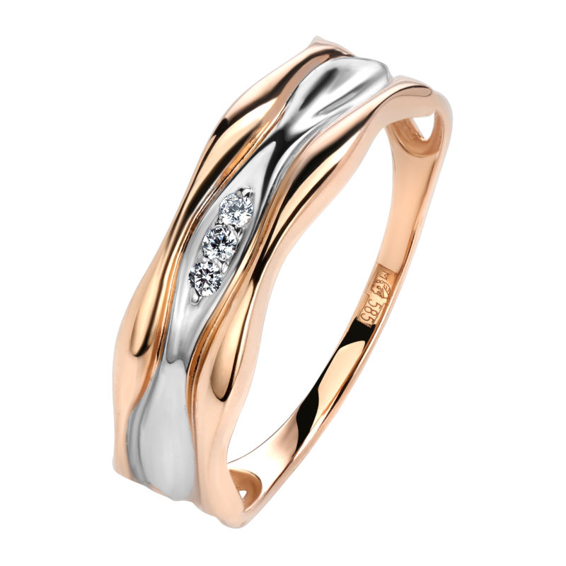 Кольцо из красного золота 585 пробы с фианитами 01К1112328Р