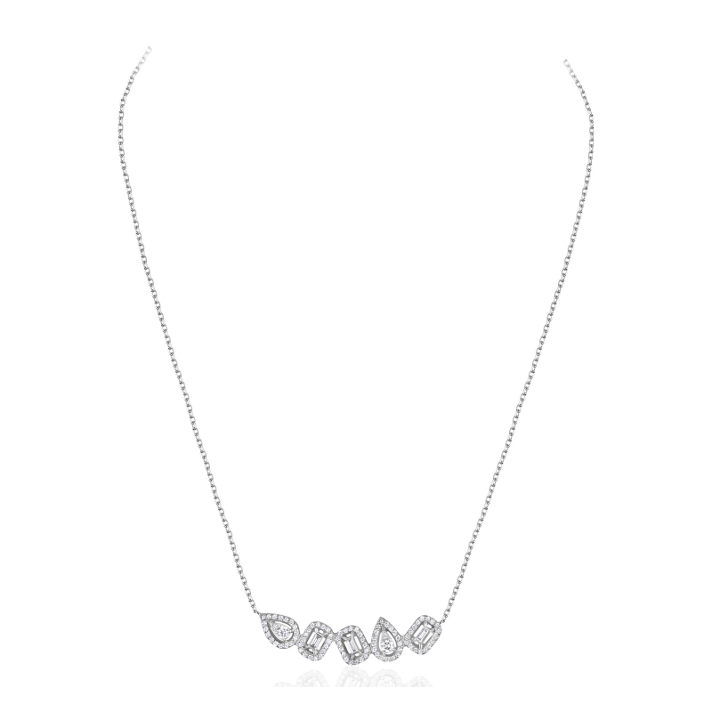 Колье из белого золота 585 пробы с бриллиантами 01Л622489