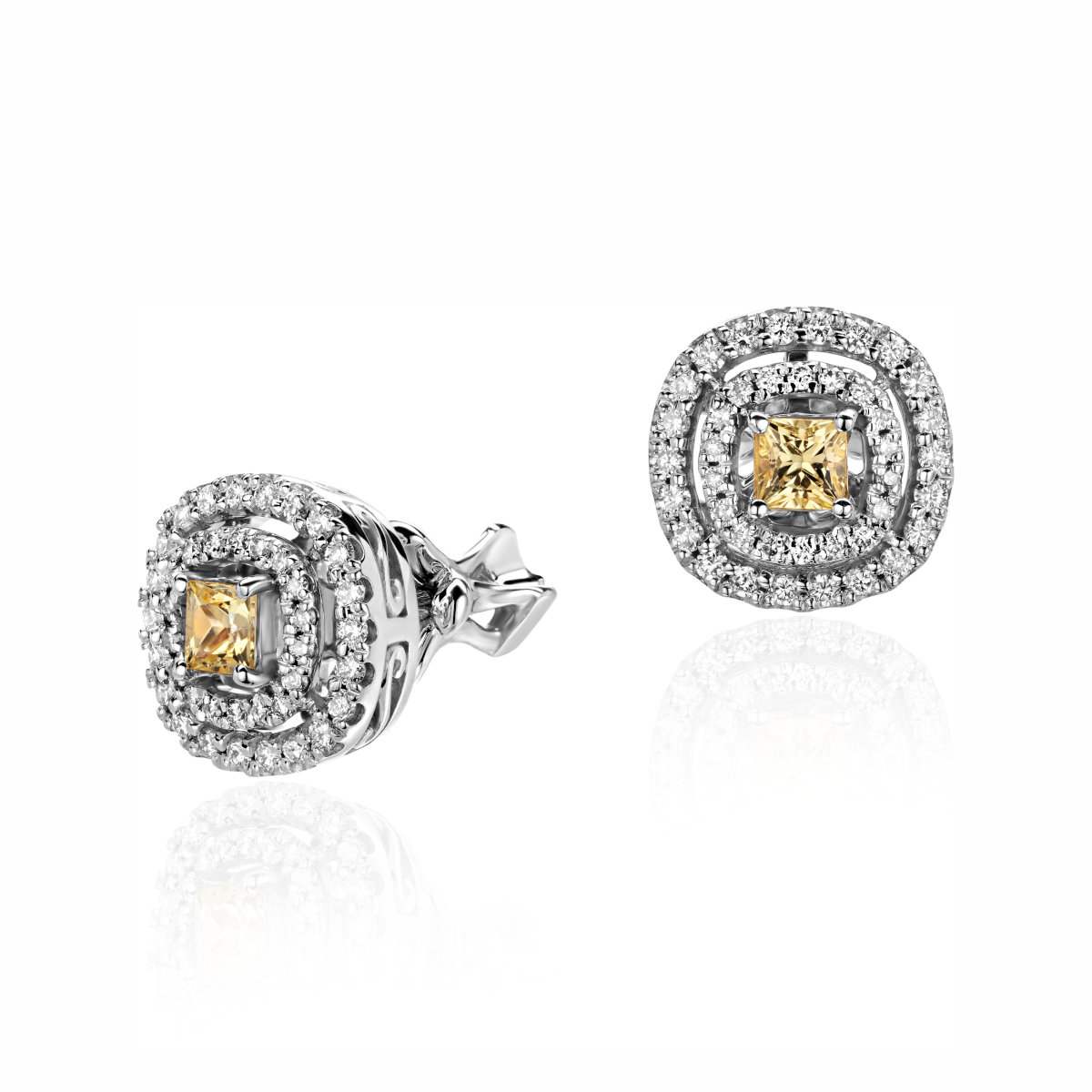 Серьги из белого золота 585 пробы с сапфирами и бриллиантами 01С6213710-3