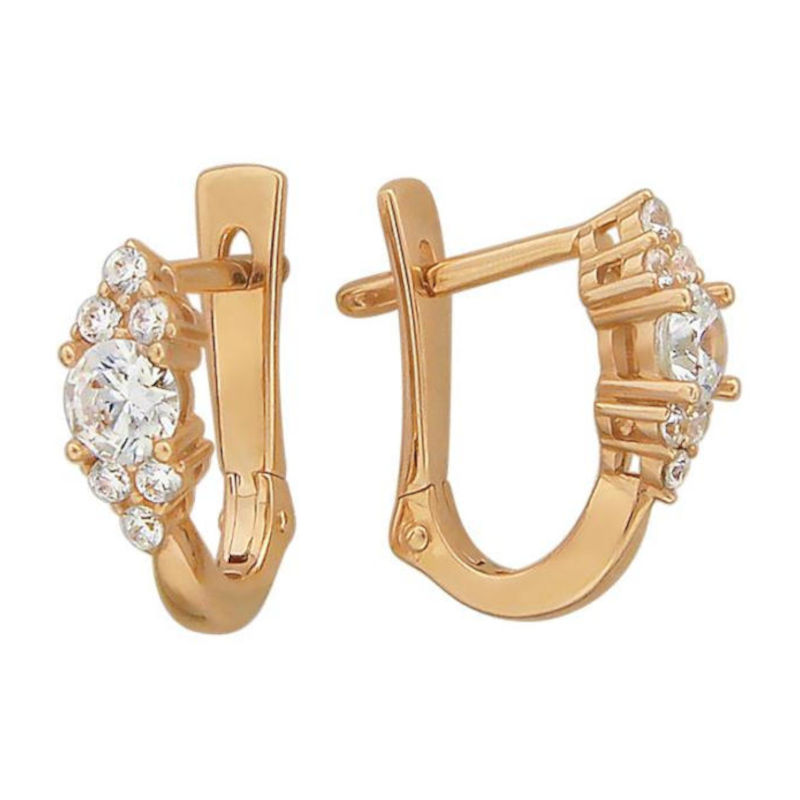 Серьги из красного золота 585 пробы с фианитами 01С119307 Серьги из красного золота 585 пробы с фианитами 01С119307