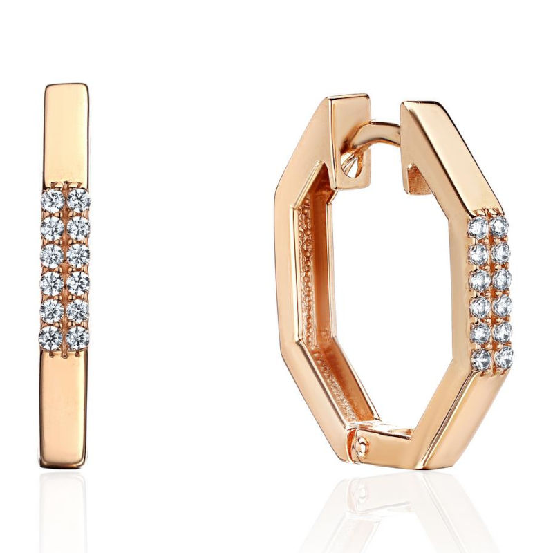 Серьги из красного золота 585 пробы с бриллиантами 01С6115224-17