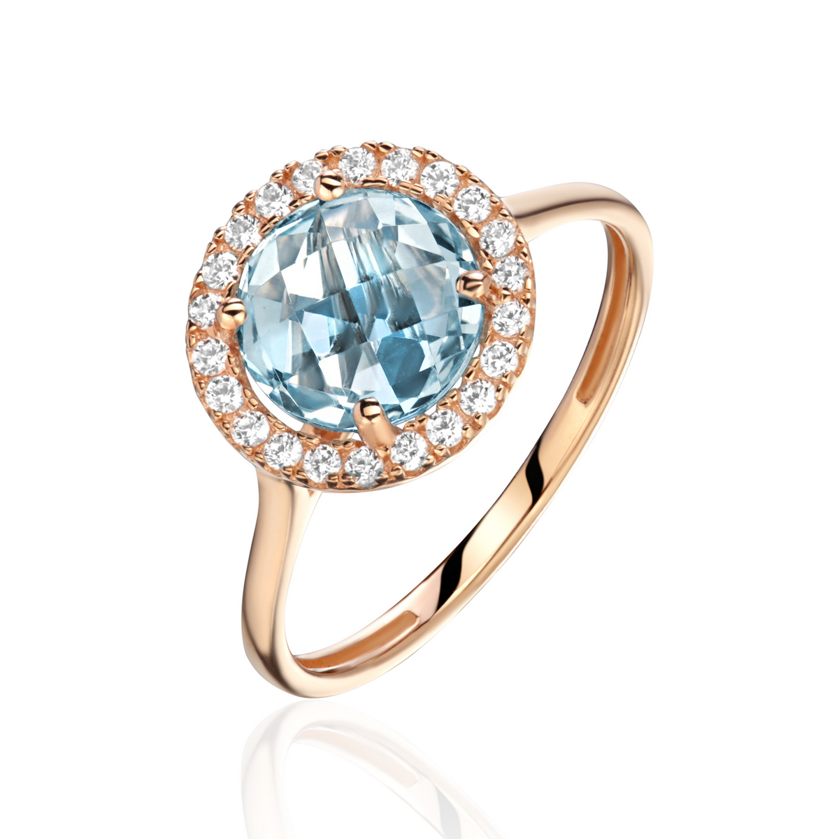 Кольцо из красного золота 585 пробы с топазом и фианитами 01К3115411-2