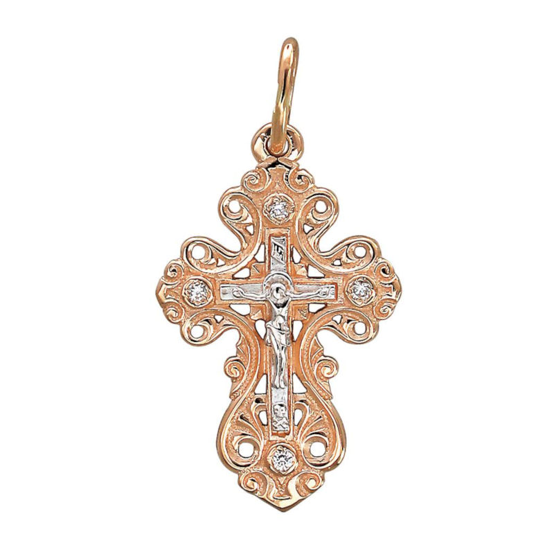 Подвеска из красного золота 585 пробы с бриллиантами 01Р610863-17