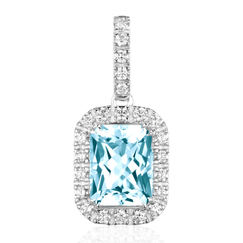 Подвеска из белого золота 585 пробы с аквамирином и бриллиантами 01П6214110-1