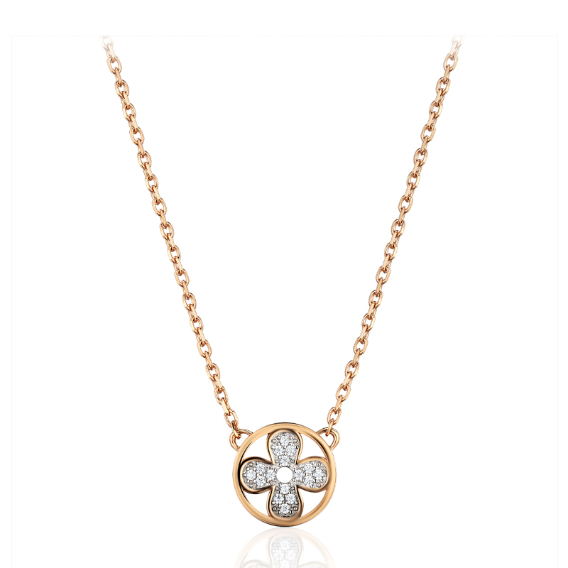 Колье из красного золота 585 пробы с фианитами 01Л112499Р