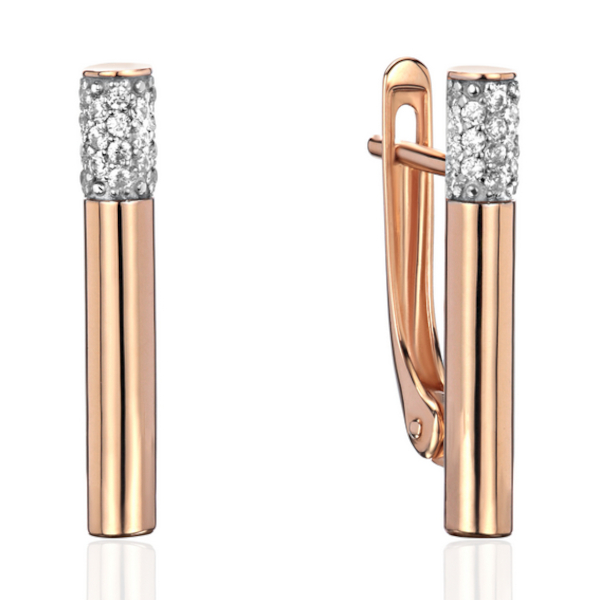 Серьги из красного золота 585 пробы с фианитами 01С1115650Р