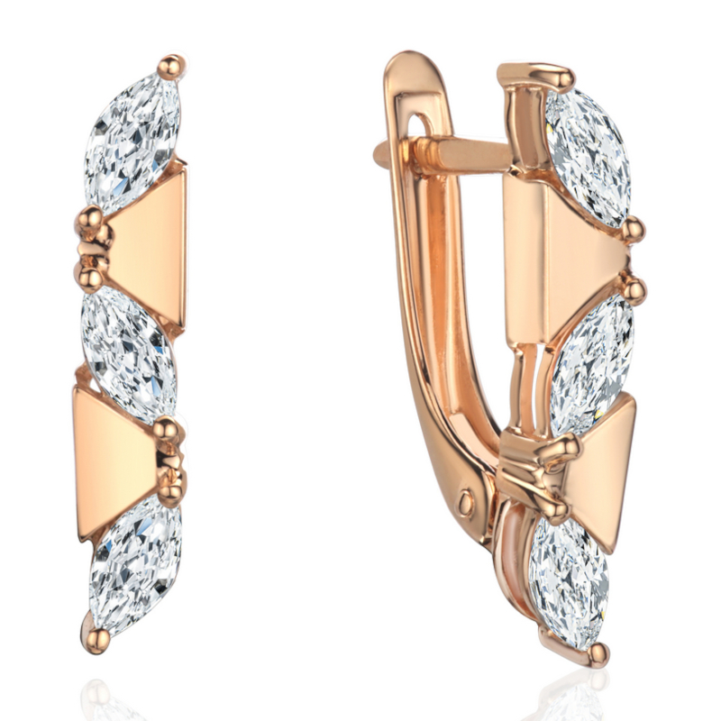 Серьги из красного золота 585 пробы с фианитами 01С1115673