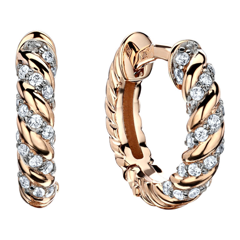 Серьги из красного золота 585 пробы с фианитами 01С1113950Р