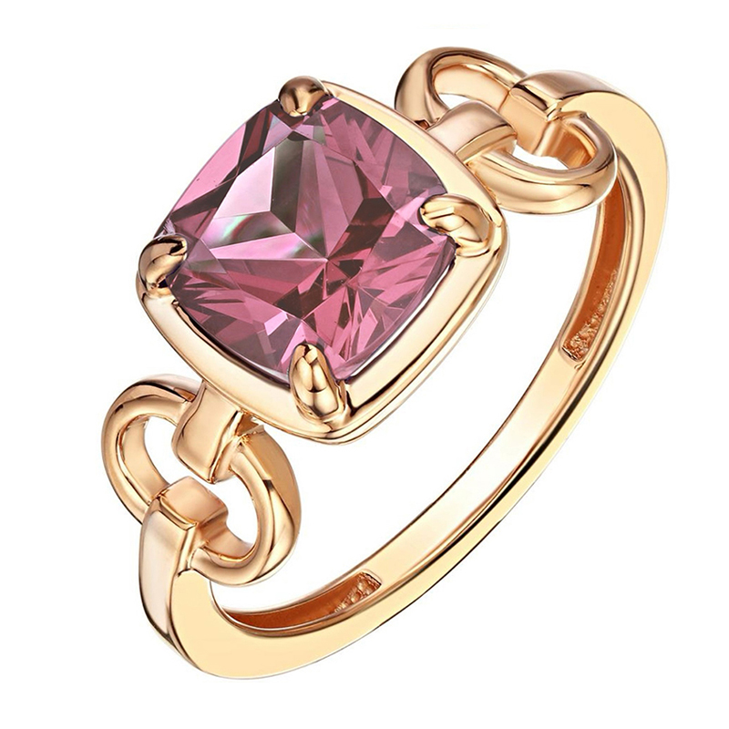 Кольцо из красного золота 585 пробы с наноситал морганитом 01К2115530-3