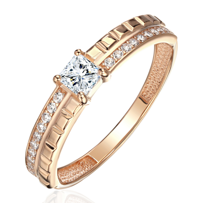 Кольцо из красного золота 585 с фианитами 01К1115162