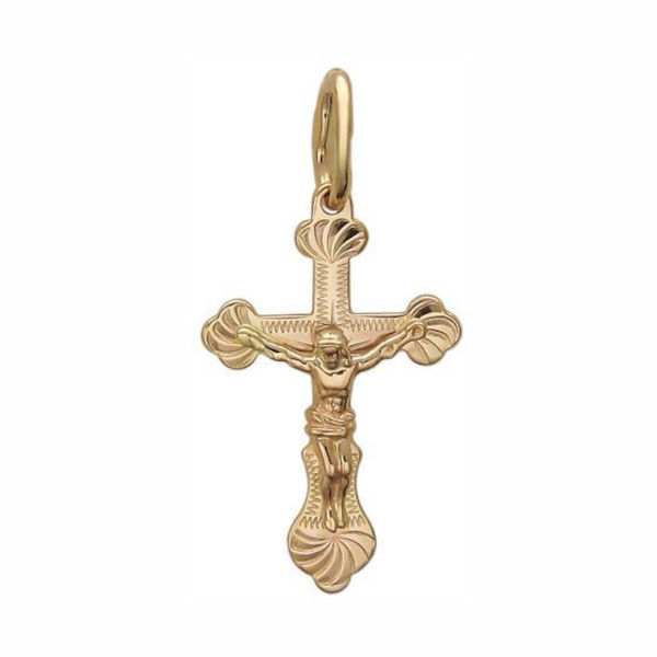 Крест нательный из золоченого серебра 925 пробы без вставок 01Р750591А