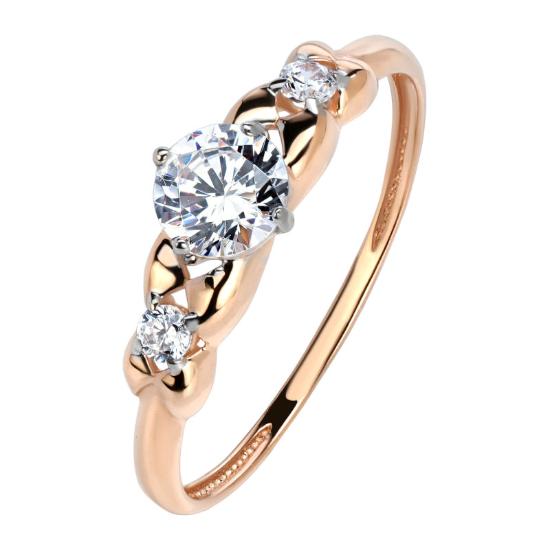 Кольцо из красного золота 585 пробы с фианитами 01К1113427Р