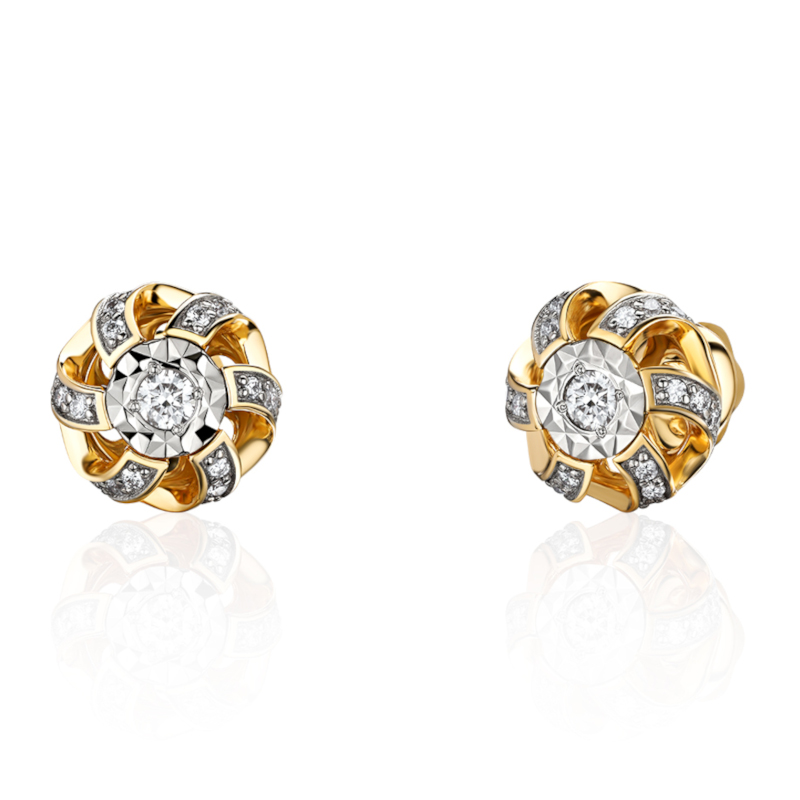 Серьги из желтого золота 585 пробы с бриллиантами 01С6315205Р