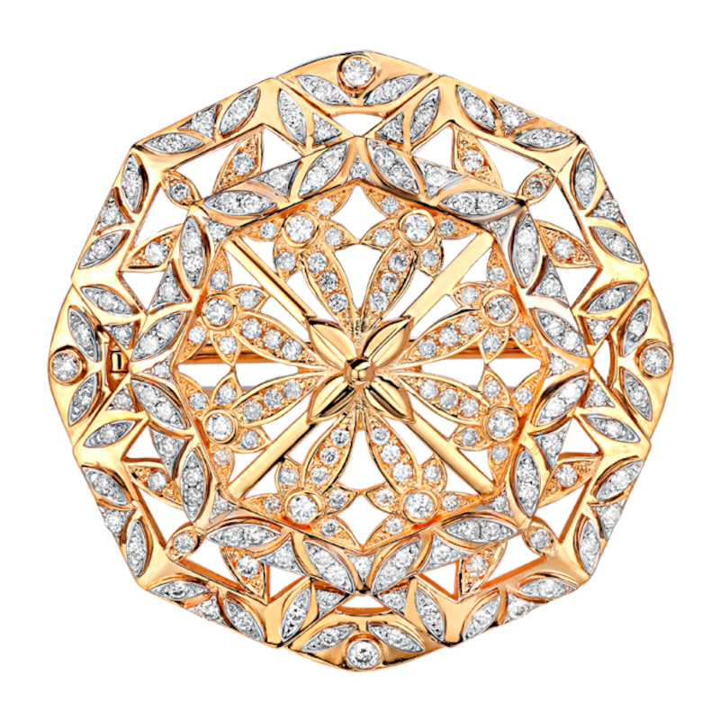 Брошь из желтого золота 750 пробы с бриллиантами 01Ш640237 Брошь из желтого золота 750 пробы с бриллиантами 01Ш640237