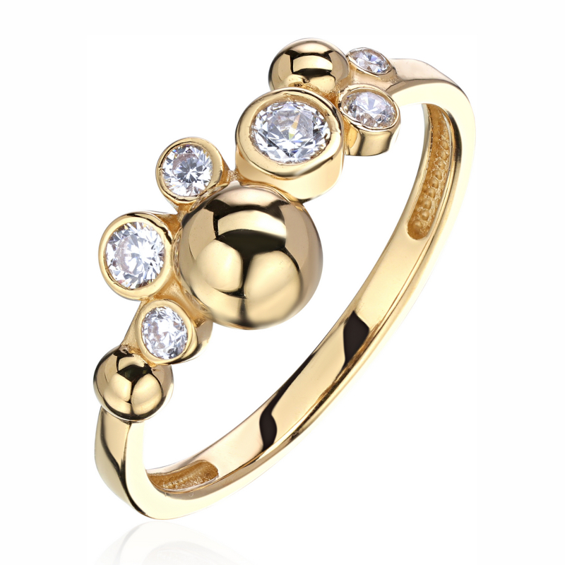 Кольцо из желтого золота 585 пробы с фианитами 01К1315731