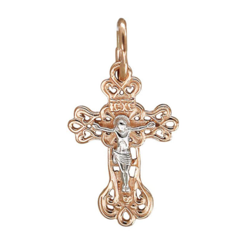 Крест нательный из красного золота 585 пробы без вставок 01Р010820