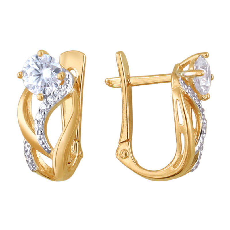 Серьги из красного золота 585 пробы с фианитами 01С1111553