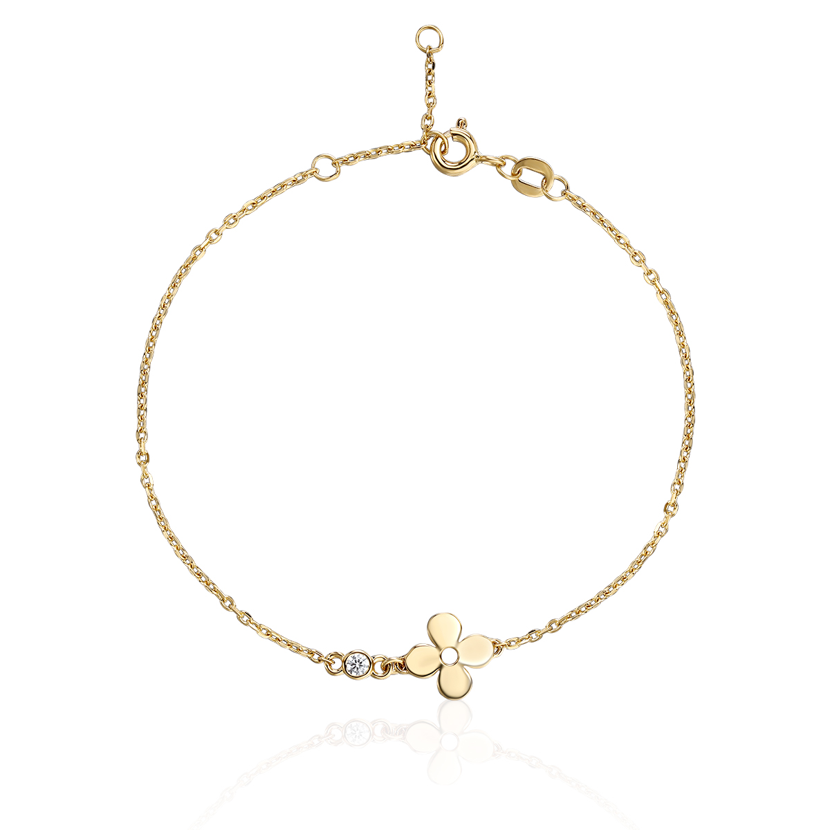 Браслет из желтого золота 585 пробы с фианитом 01Б133521