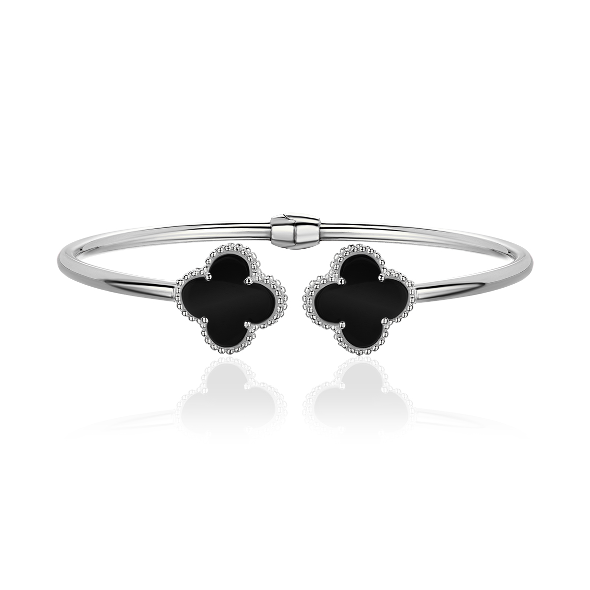 Браслет "Клевер" из белого золота 585 пробы с агатами 01Б422901-1