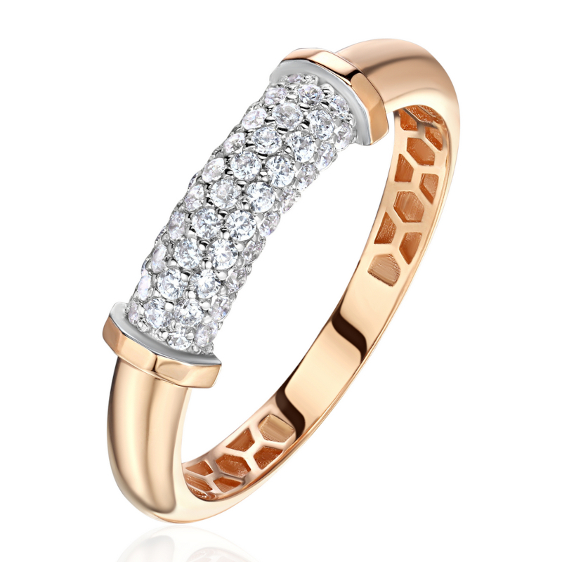 Кольцо из красного золота 585 пробы с фианитами 01К1117024Р