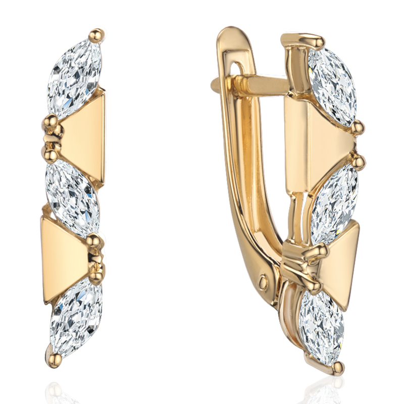 Серьги из желтого золота 585 пробы с фианитами 01С1315673