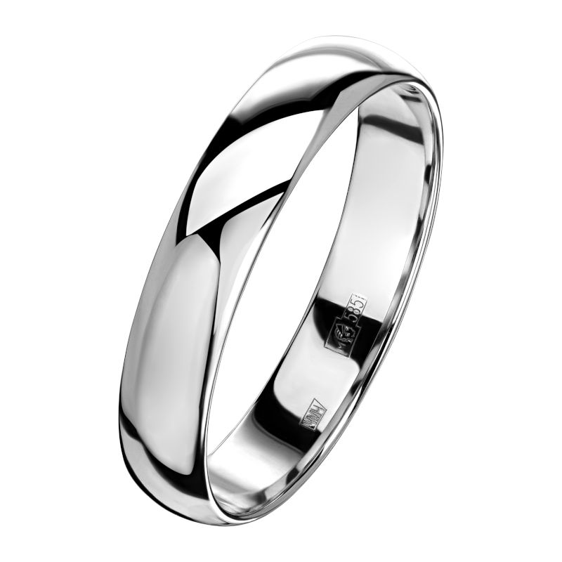 Обручальное кольцо из белого золота 585 пробы без вставок 01О020124