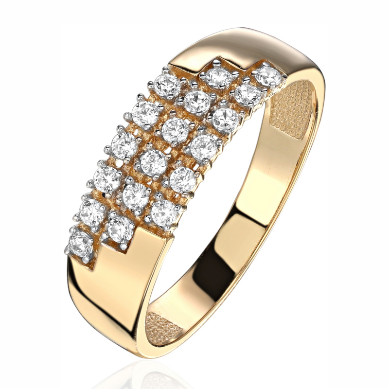 Кольцо из желтого золота 585 пробы с фианитами 01К1315685Р