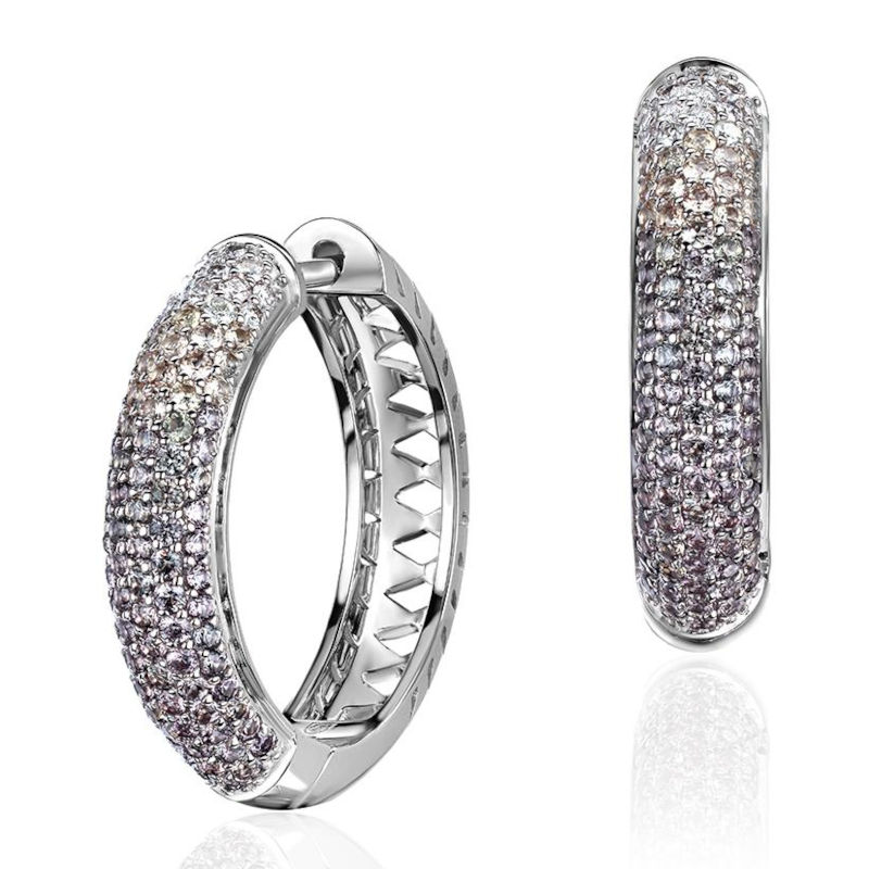 Серьги из белого золота 585 пробы с сапфирами и бриллиантами 01С6215656-3